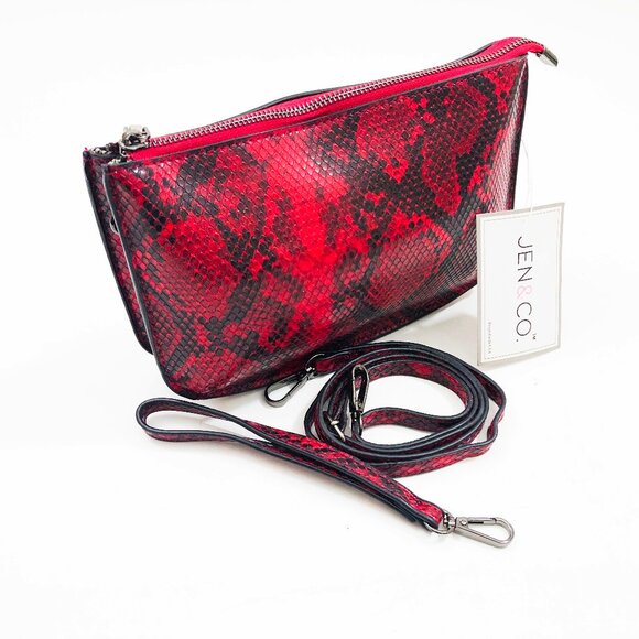 NWT Jen & Co Riley Crossbody Clutch Bag Red & Black 8x5x1.5 inches - Picture 2 of 8